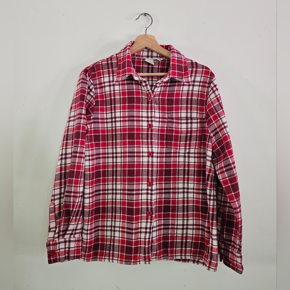 GAP Red Plaid Women's Button Down Shirt 100% Cotton